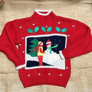 Vintage Ugly Christmas Sweater with Snowman - S